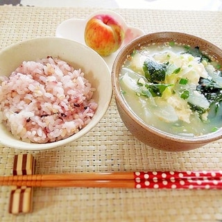 柚子香る☆寄せ豆腐と野菜たっぷりわかめスープ